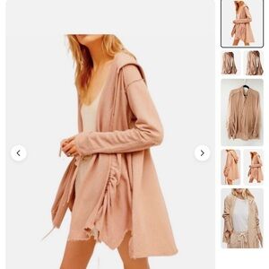 Free People Get Yer Gauze Cardigan Sweater Hoodie Sweatshirt Ballet peach